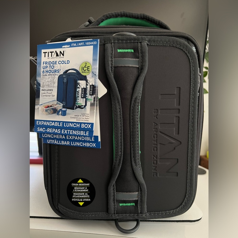 Titan expandable lunch bag with container set and 2 ice wall packs